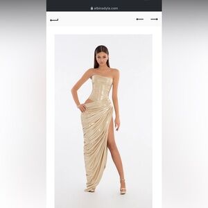 Albina Dyla Metallic Nude Corset Dress